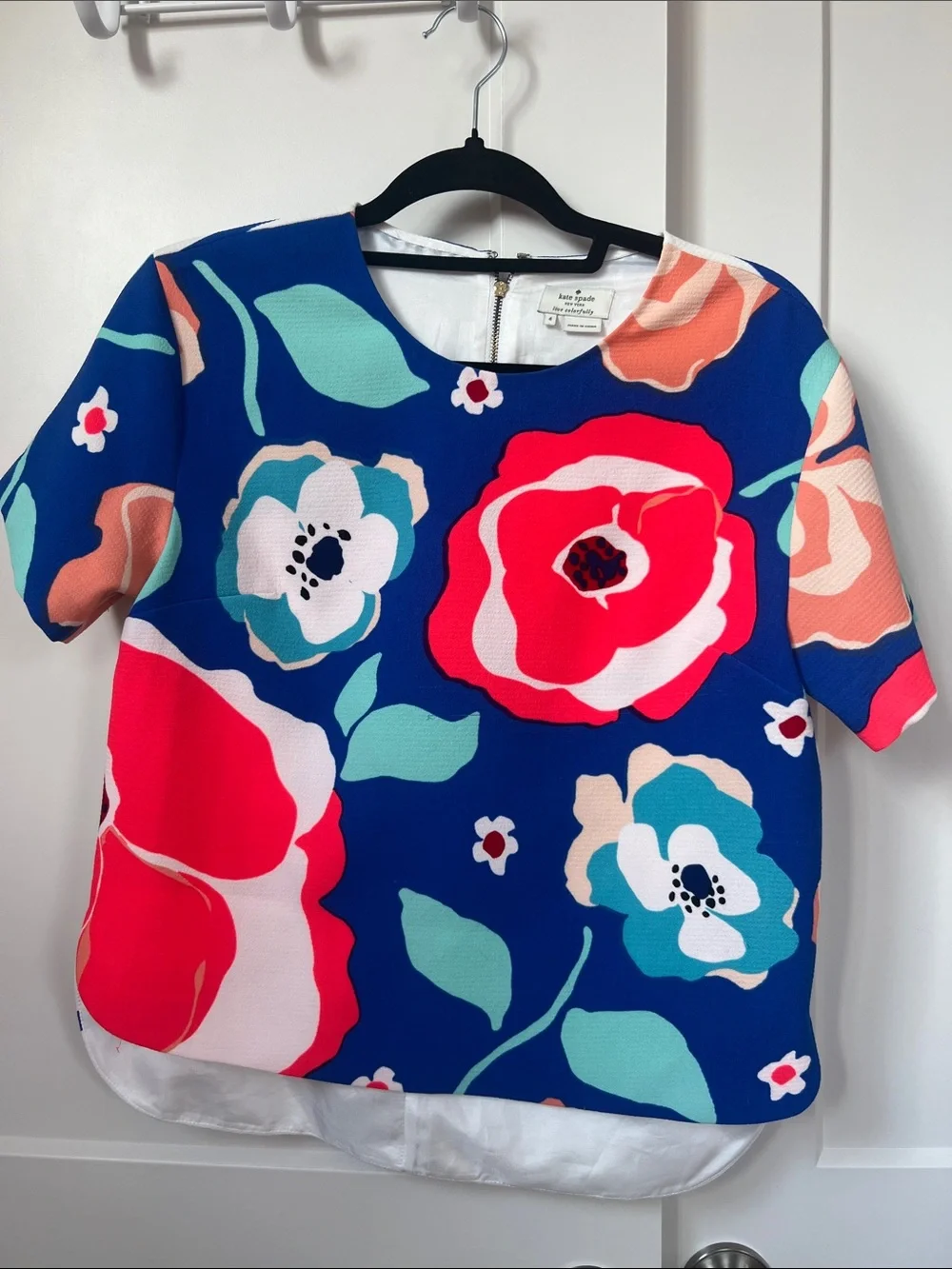 Kate Spade floral and striped short sleeve blouse size 4